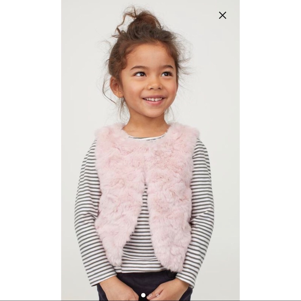 H&M girls faux fur vest sz 7-8